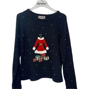 Vintage 90’s Christmas Embellished Fashionista Girl Shopping Sweater Party